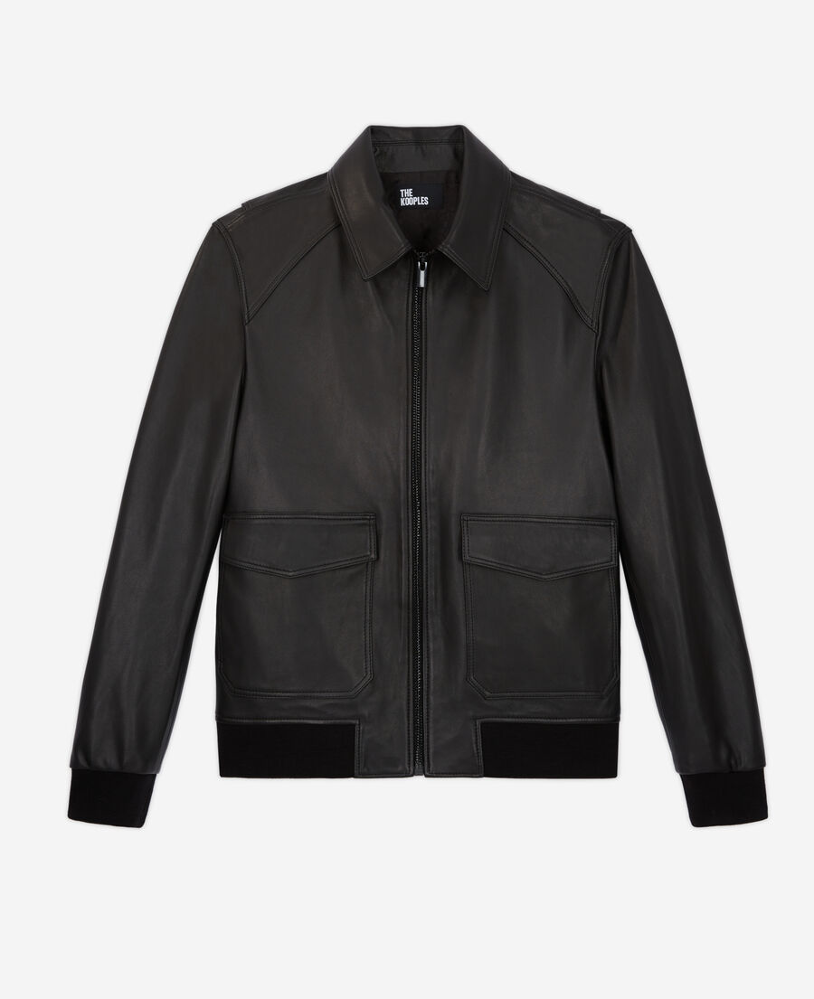 black leather jacket