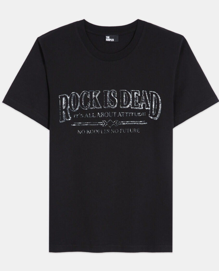 The Kooples WOMEN BLACK WASHED black t-shirt with screen print