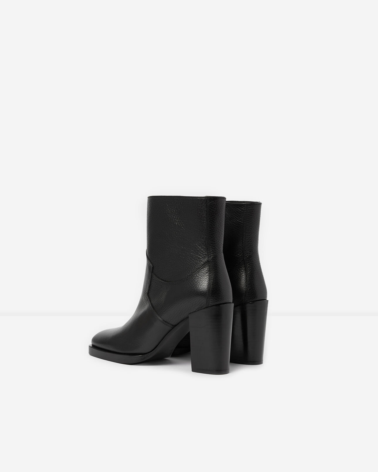 The Kooples WOMEN BLACK square black leather ankle boots