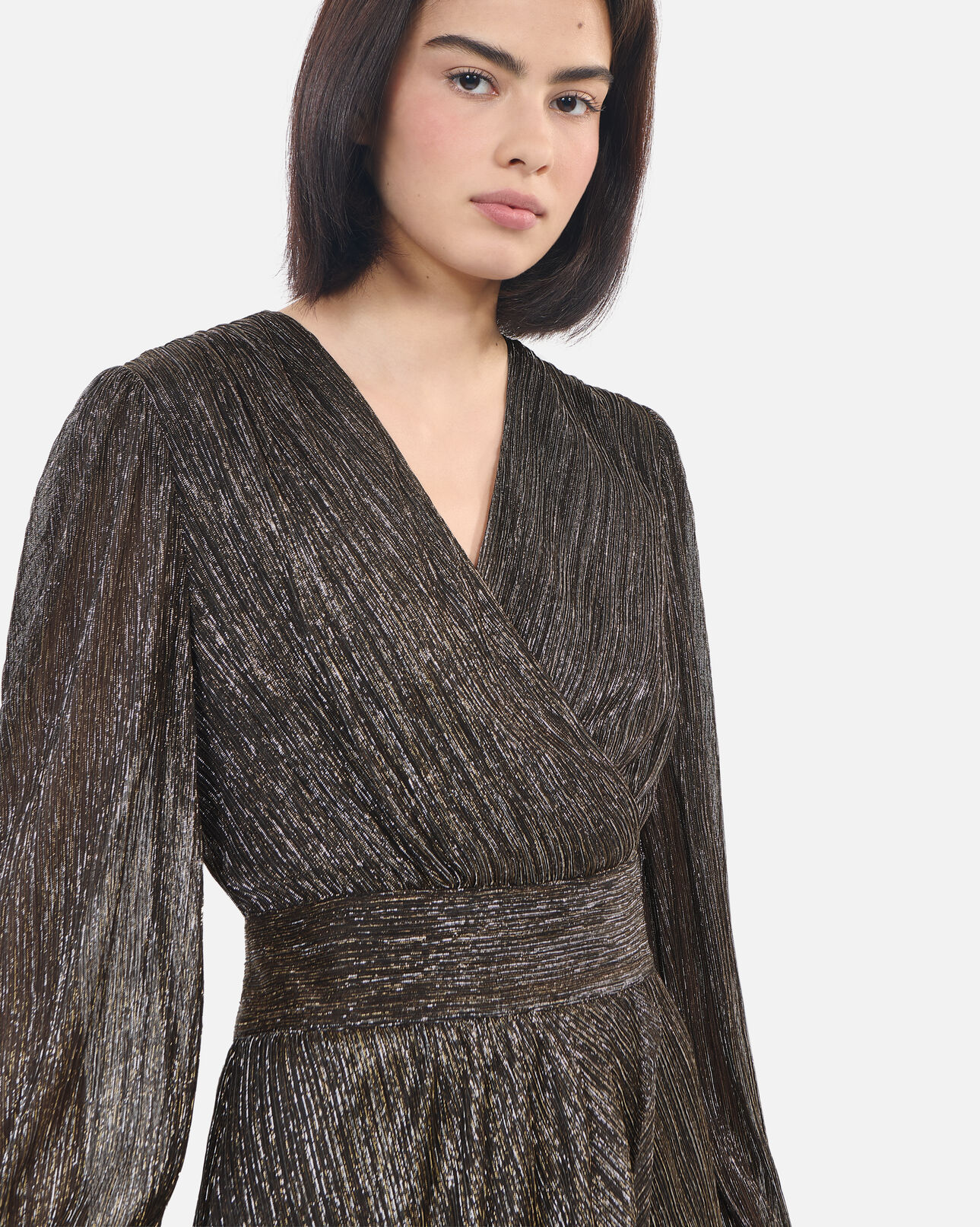 The Kooples WOMEN BRONZE metallic bronze jersey short dress
