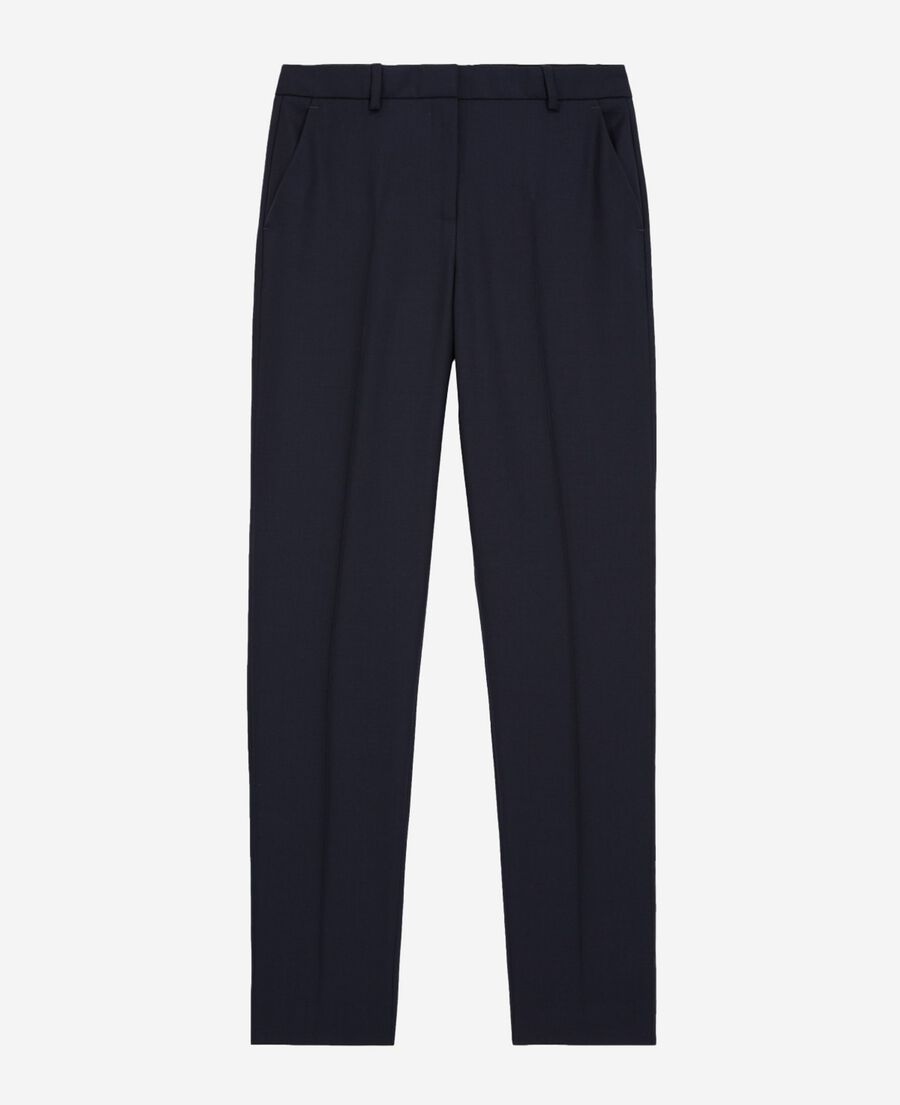 The Kooples WOMEN NAVY navy blue slim-fit wool tailored trousers