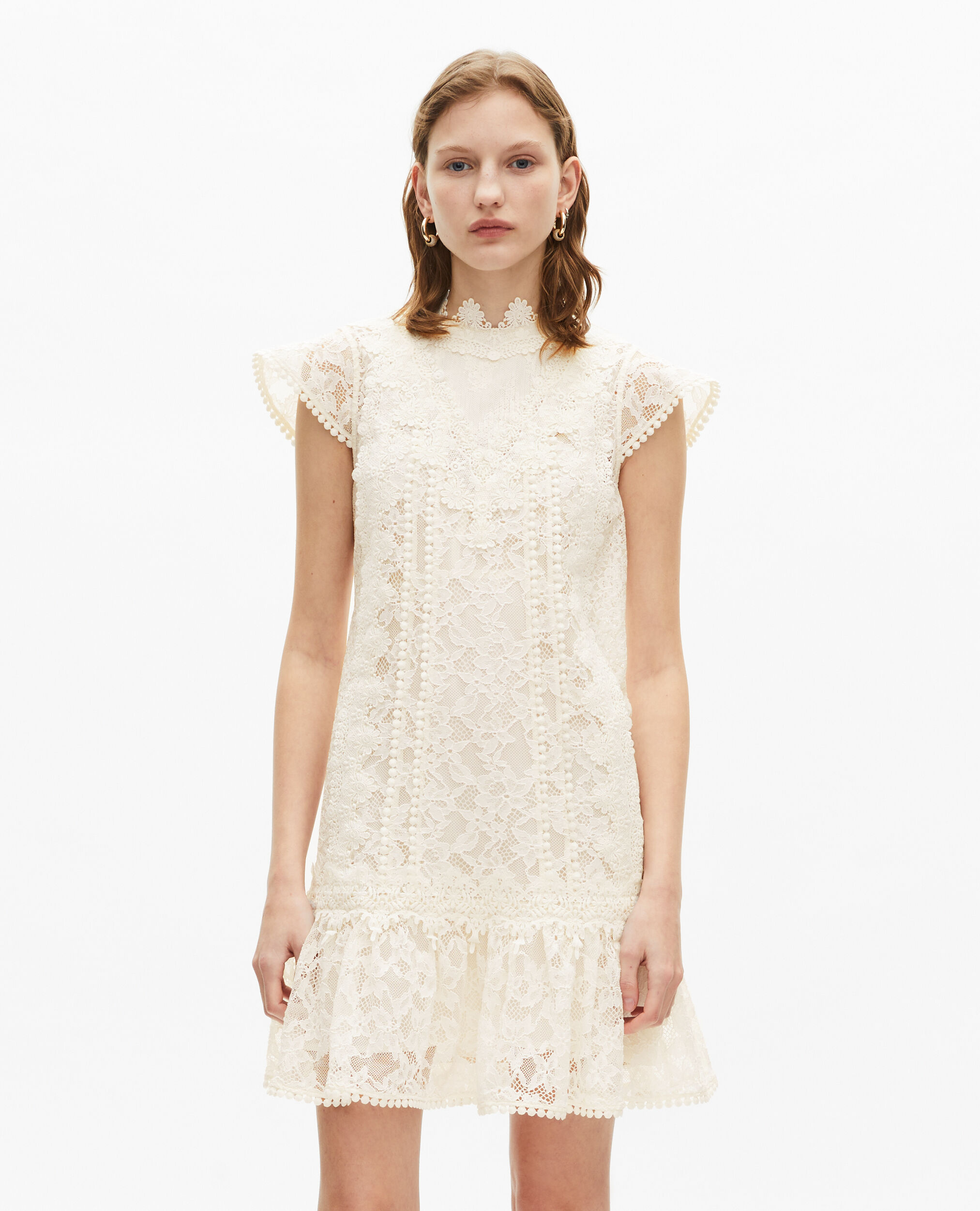 Short ecru lace dress, ECRU, hi-res image number null