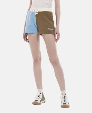 The Kooples FEMME BLEU KAKI ECRU short bleu et kaki molleton logo the kooples