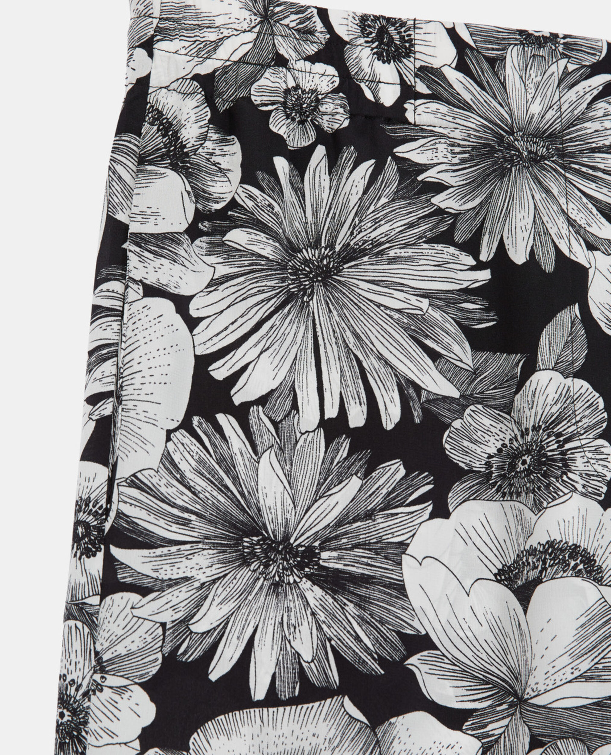 Floral silk pants, BLACK WHITE, hi-res image number null