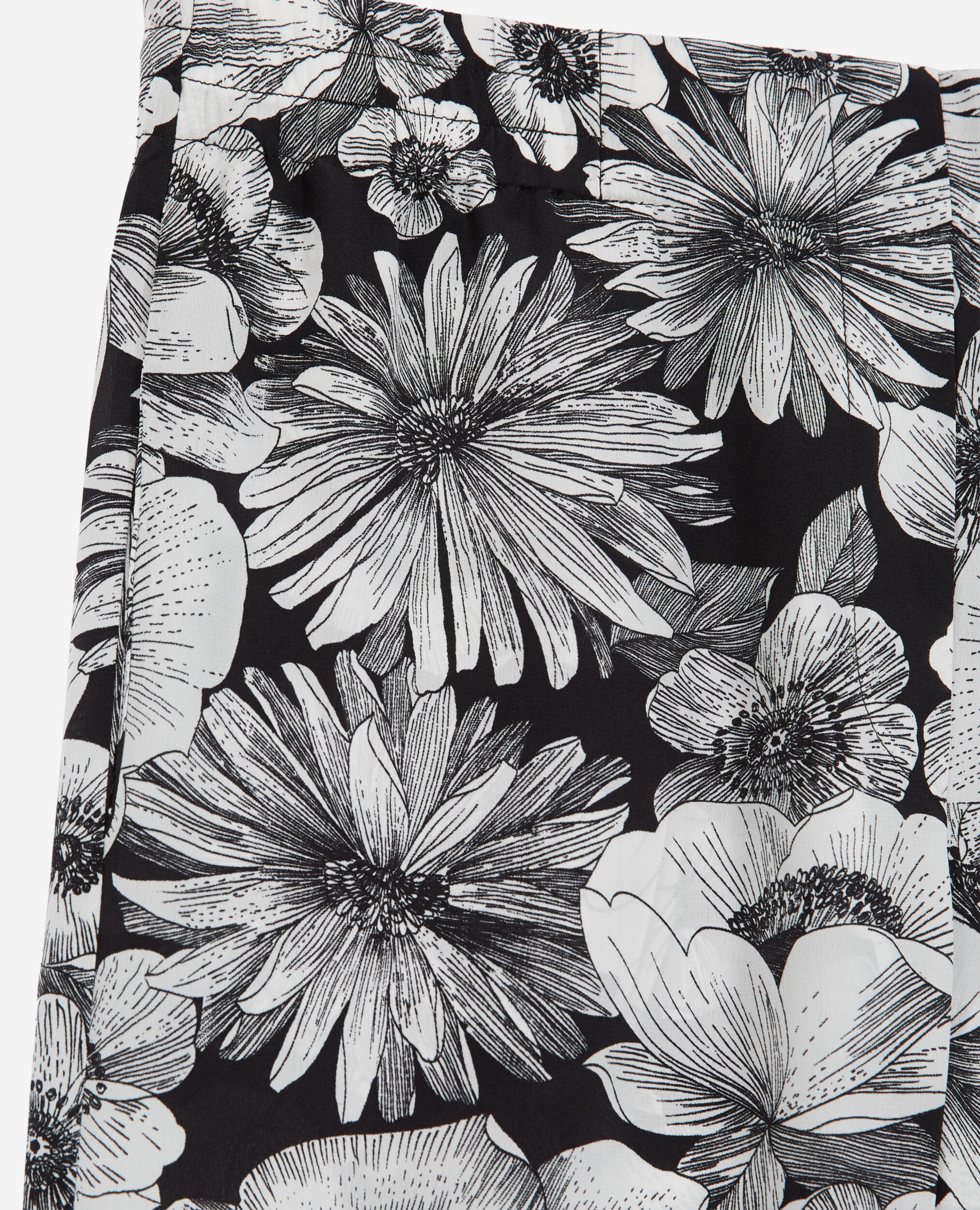 Seidenhose mit Blumen-Print, BLACK WHITE, hi-res image number null