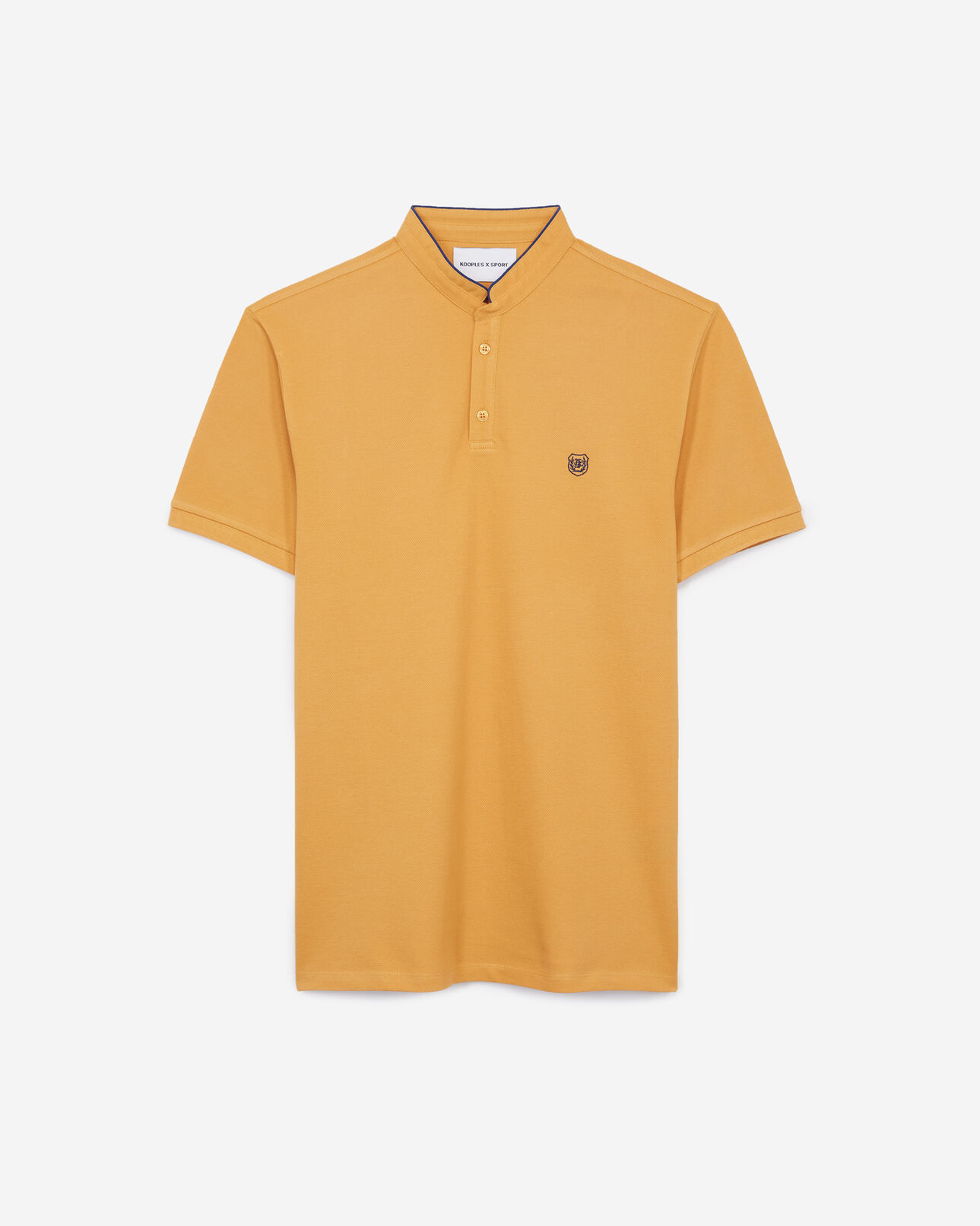 The Kooples HOMME HONEY YELL / MIDNIGHT BLU polo coton jaune col officier bord bleu