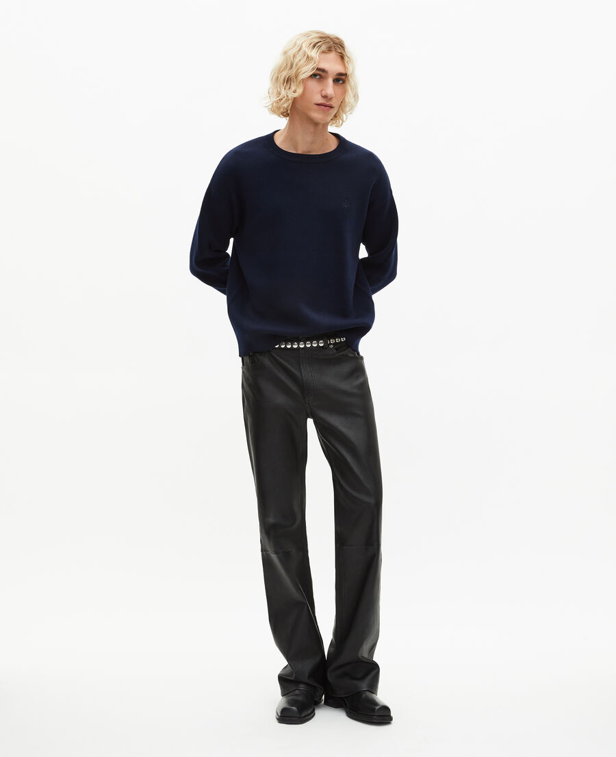 The Kooples HOMME NAVY pull col rond double face marine