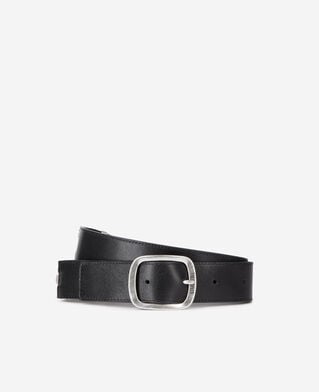 The Kooples MEN BLACK black leather belt with metallic inserts