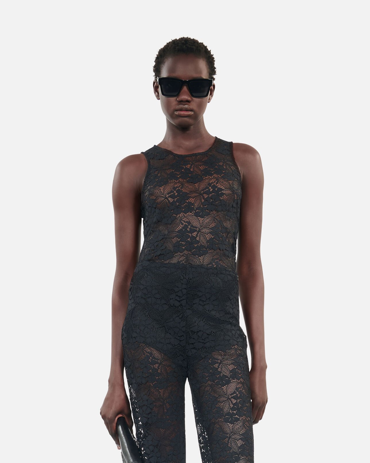 The Kooples FEMME BLACK pantalon flare en dentelle noir