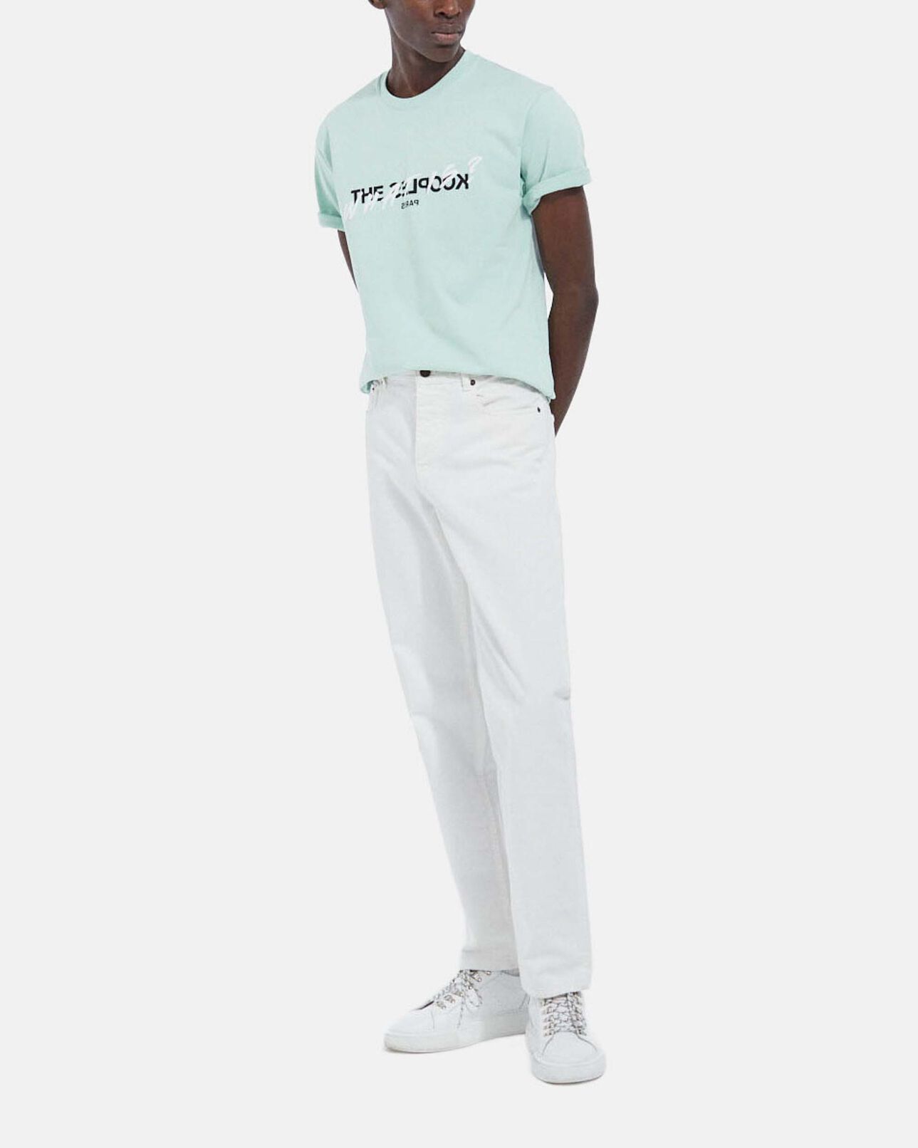 The Kooples HOMME GRIS BLEU t-shirt vert coton détail what is the kooples