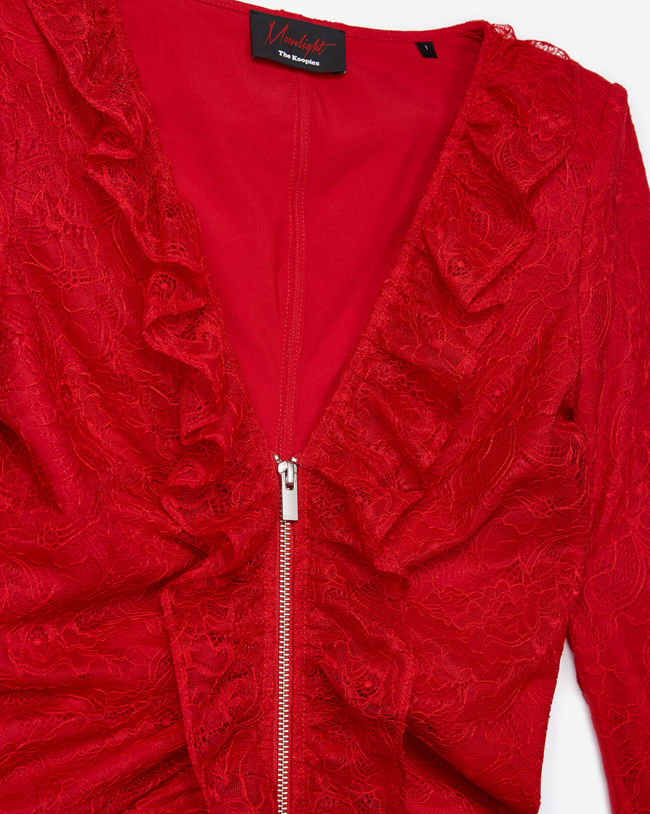 The Kooples FEMME RED robe courte dentelle rouge