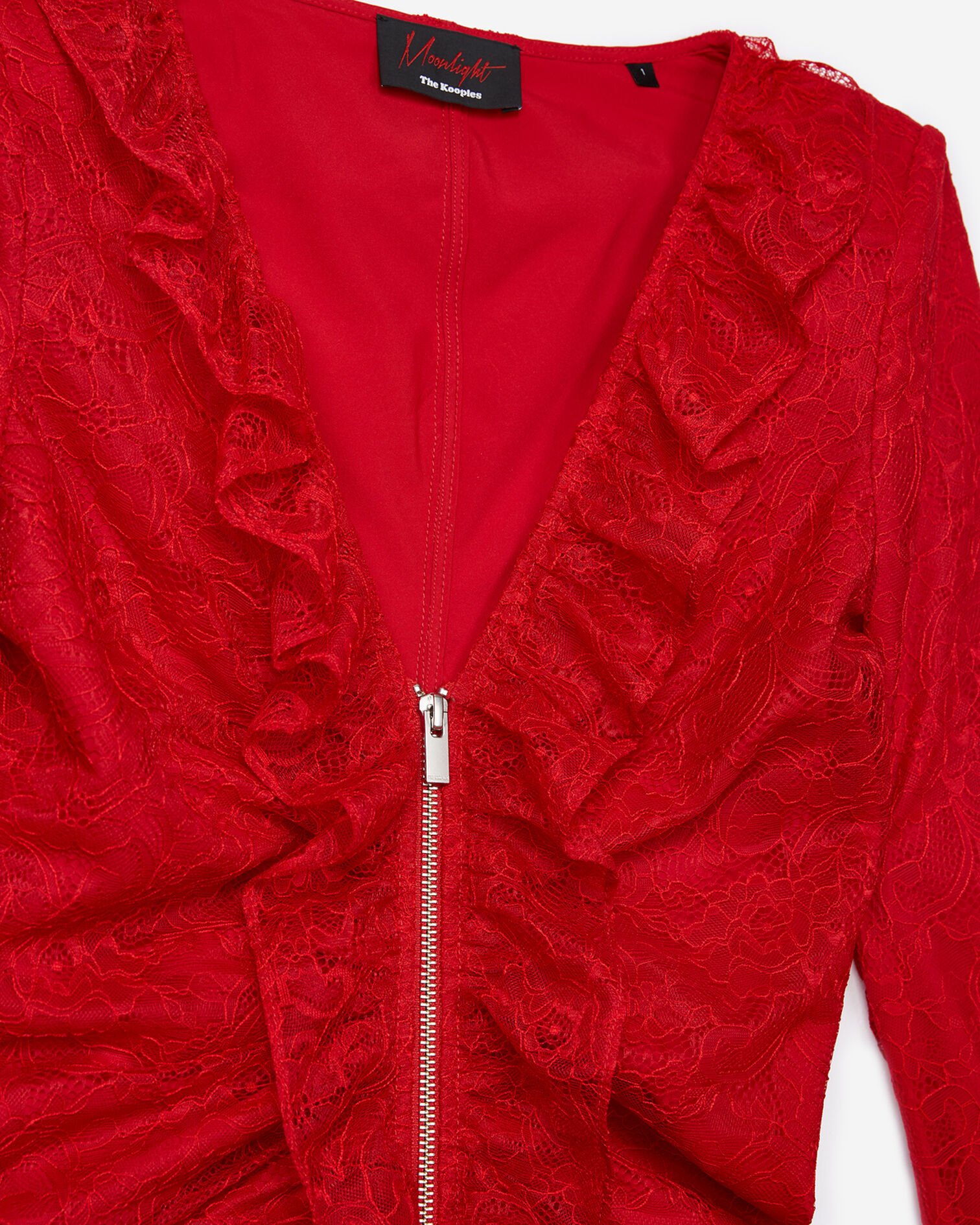 Robe courte dentelle rouge, RED, hi-res image number null