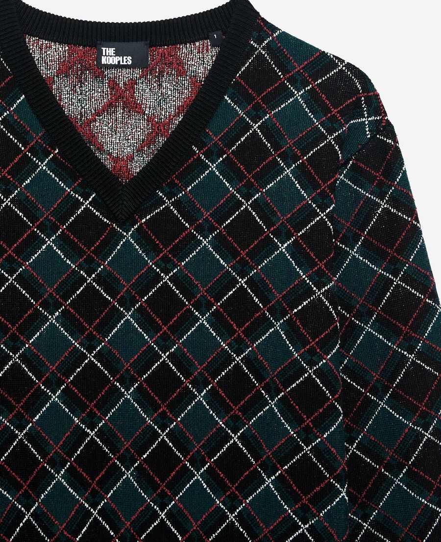 The Kooples WOMEN BLACK DARK GREEN black plaid sweater