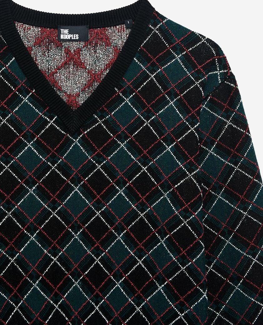 The Kooples FEMME BLACK DARK GREEN pull à carreaux noir