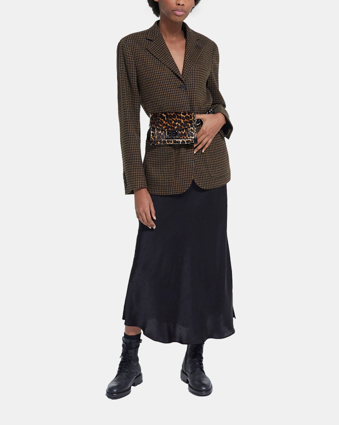 The Kooples F BLACK BROWN wool jacket with houndstooth motif