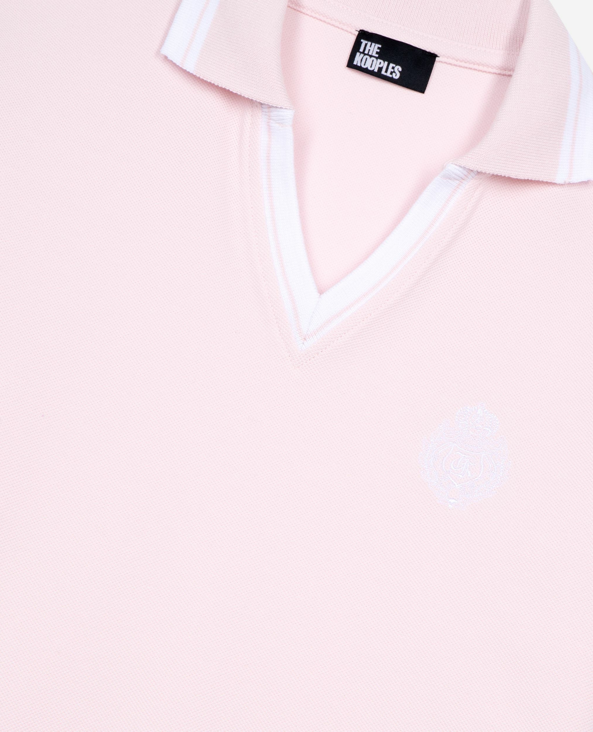 Pale pink V-neck polo shirt, LILA, hi-res image number null