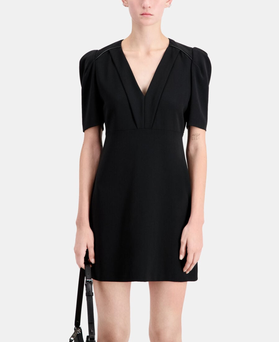 The Kooples DAMEN BLACK schwarzes, kurzes kleid aus krepp