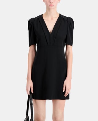 The Kooples DAMEN BLACK schwarzes, kurzes kleid aus krepp