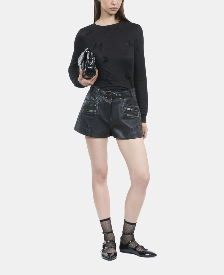 The Kooples FEMME BLACK t-shirt manches longues noir