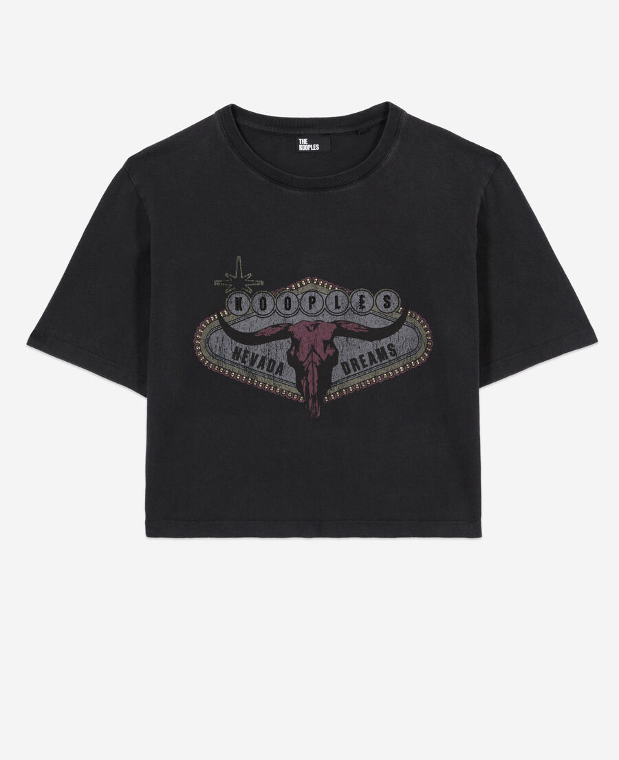 schwarzes t-shirt mit nevada-dreams-siebdruck