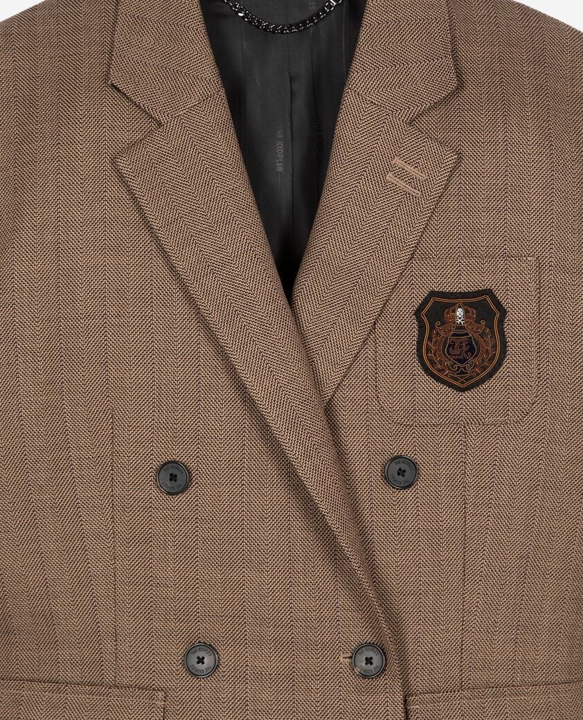 The Kooples DAMEN CAMEL zweireihige anzugjacke aus wolle mit kamelwappen