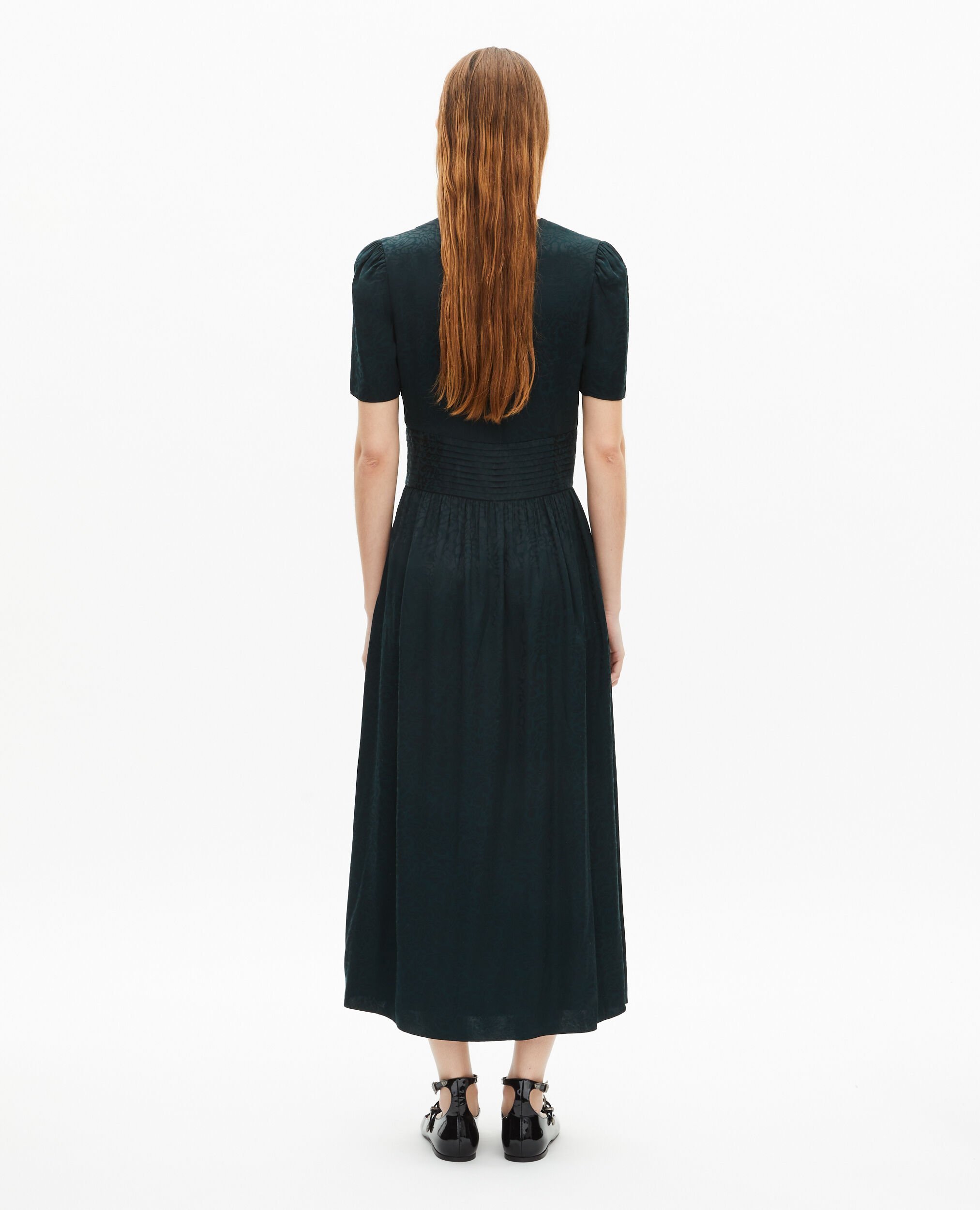 Maxivestido de jacquard de leopardo verde oscuro, FOREST, hi-res image number null
