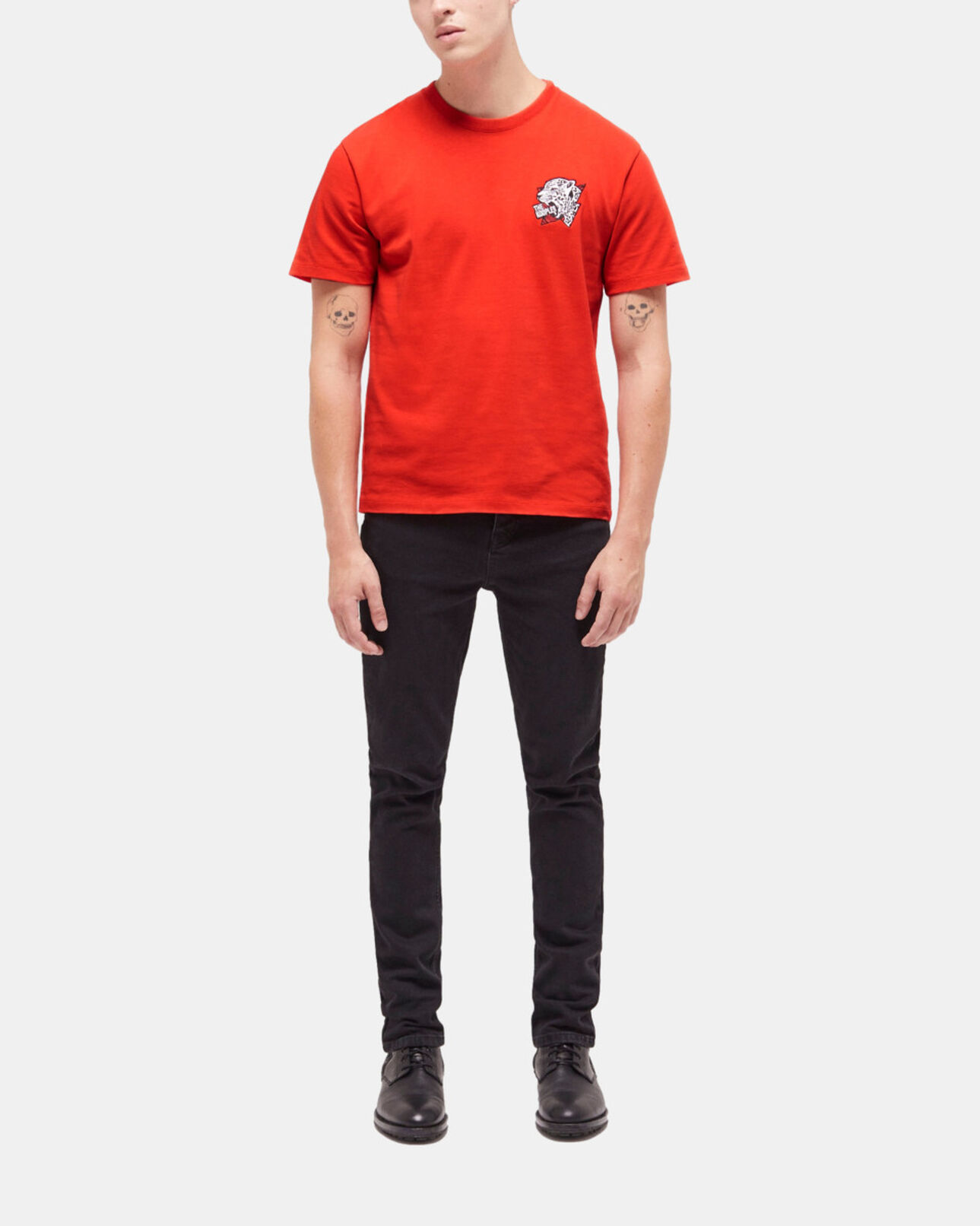 The Kooples MEN RED red tiger screen print t-shirt