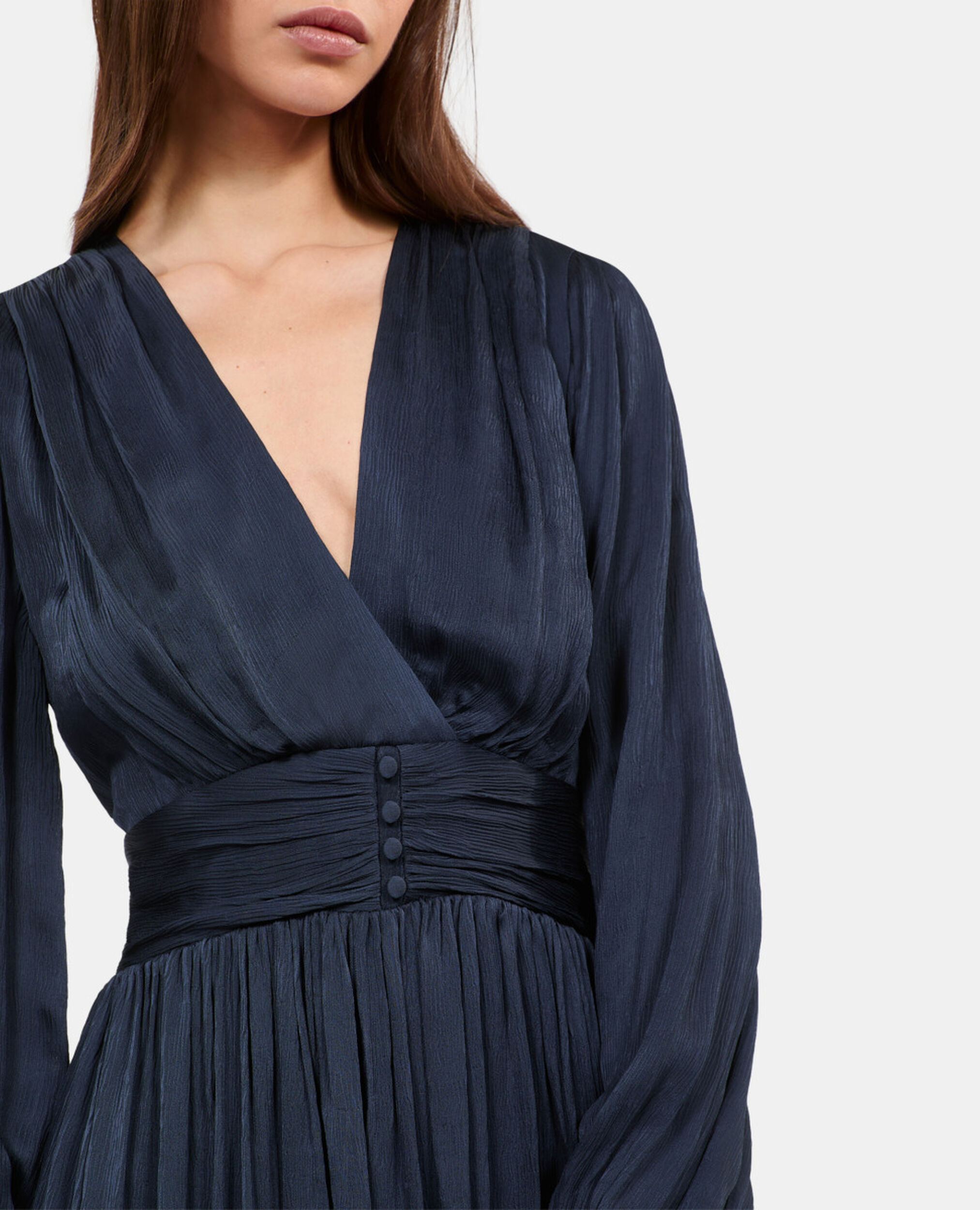 Robe courte tissu crinckle bleu marine, DARK NAVY, hi-res image number null