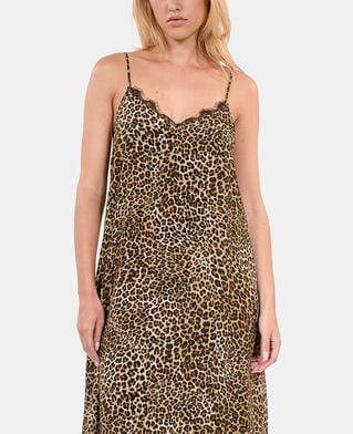 The Kooples FEMME LEOPARD robe nuisette longue en soie imprimé léopard
