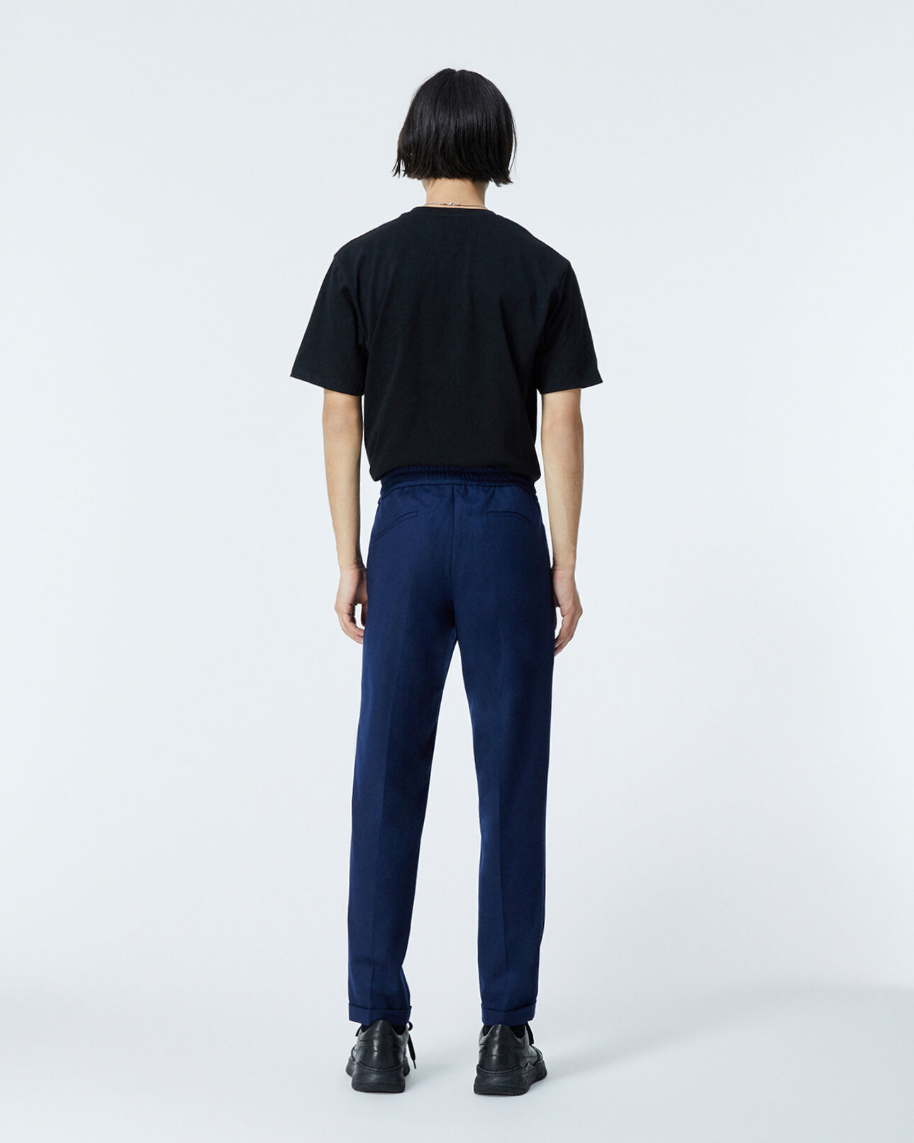 The Kooples HOMME NAVY pantalon laine bleu à élastique