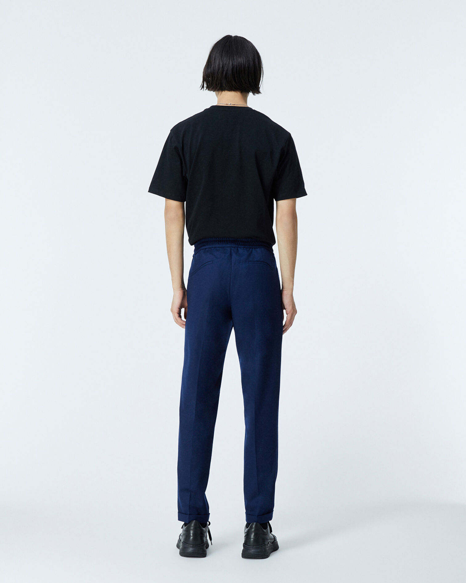 Pantalon laine bleu à élastique, NAVY, hi-res image number null