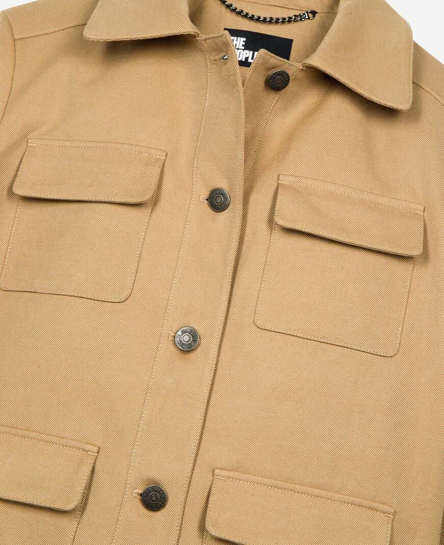 The Kooples WOMEN BEIGE short jacket in beige cotton and linen