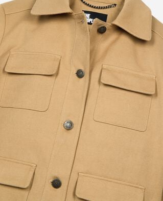 The Kooples FEMME BEIGE veste courte en coton et lin beige