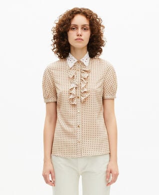 The Kooples WOMEN BEIGE / RED short-sleeved beige polka-dot shirt