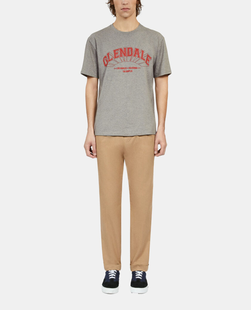 The Kooples HOMME ARDOISE_1 t-shirt avec s&eacute;rigraphie gris