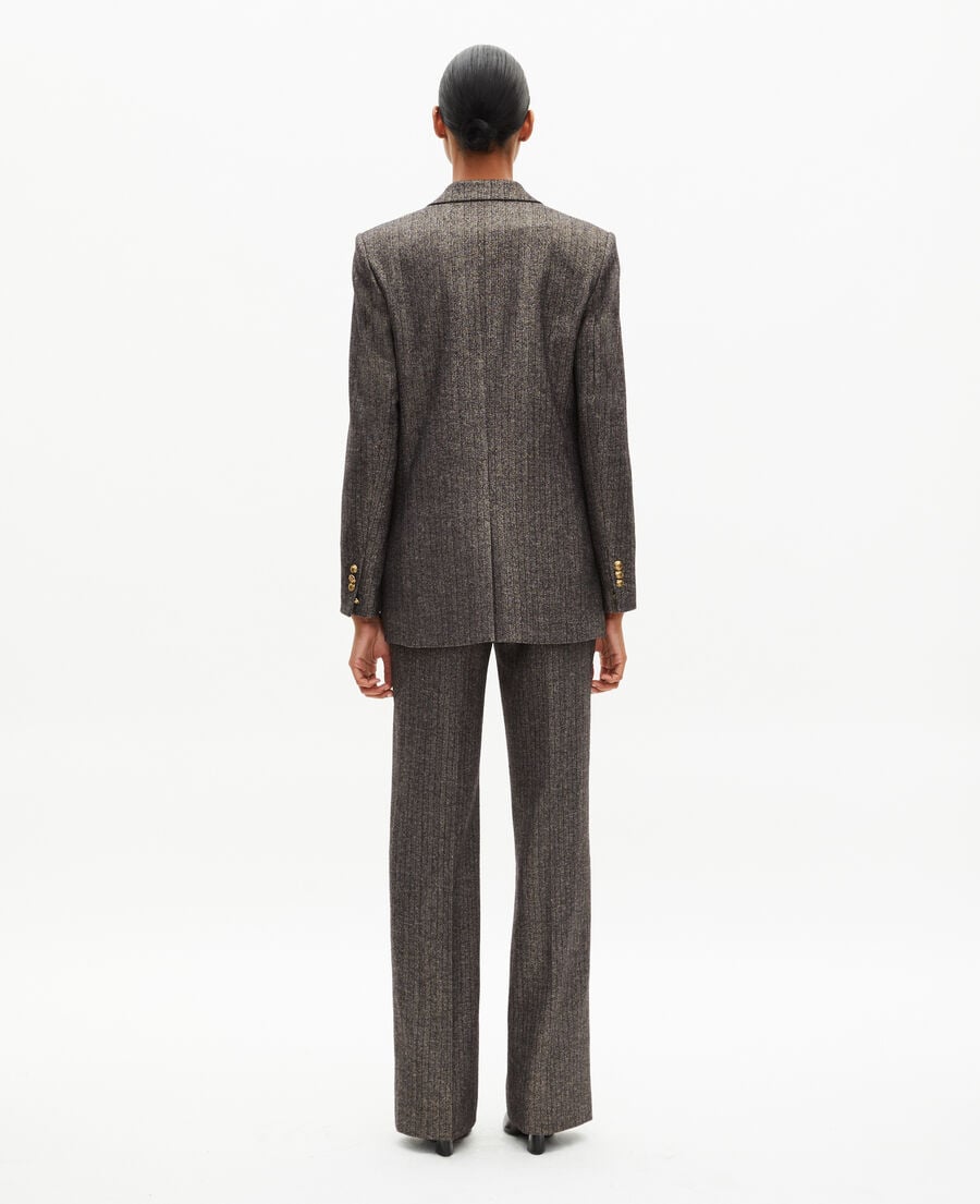 The Kooples FEMME BLACK veste tailleur à chevrons lurex dorée et noire