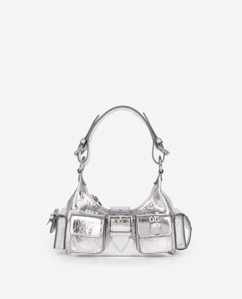 The Kooples FEMME SILVER sac amelia small en cuir craquelé argent