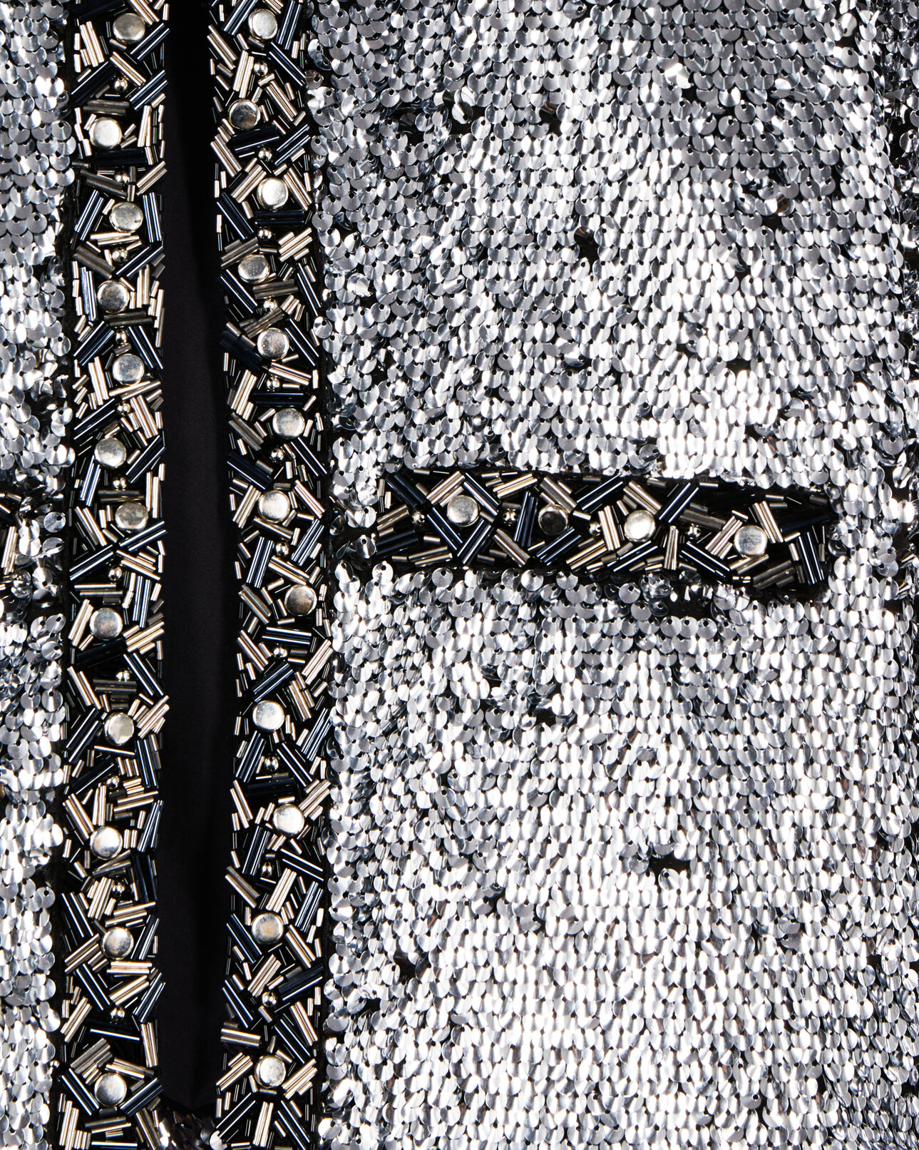 The Kooples FEMME SILVER veste à sequins et perles argentée