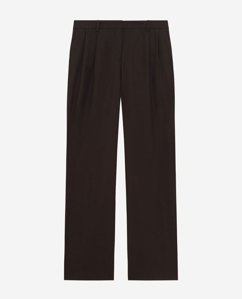 The Kooples DAMEN BROWN braune, maßgeschneiderte hose aus wollmischung mit weitem bein