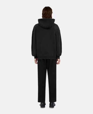 The Kooples MEN BLACK WASHED black hoodie with chaos eagle serigraphy