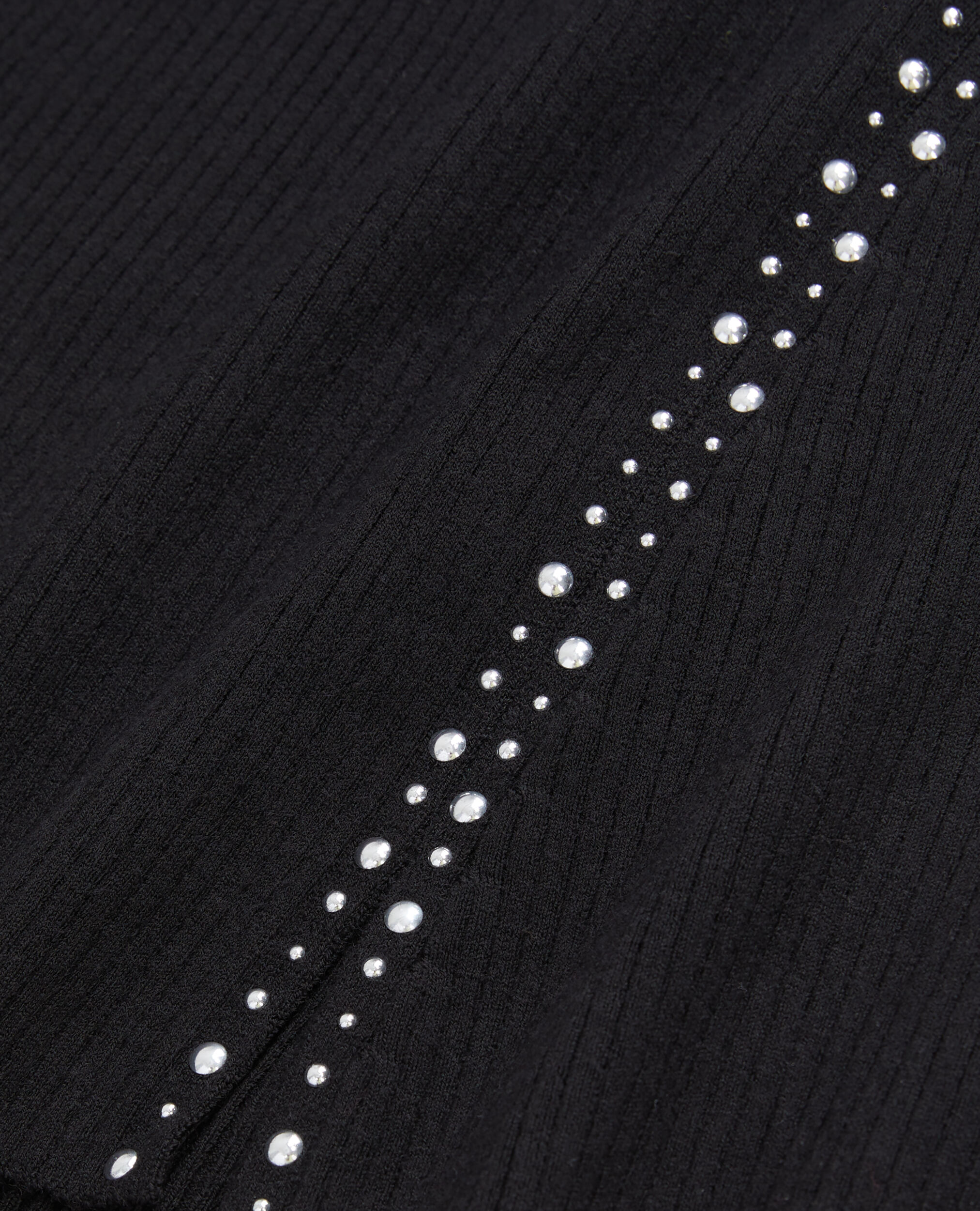 Robe courte noire en maille avec clous, BLACK, hi-res image number null