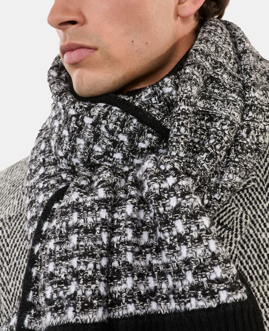 The Kooples DAMEN BLACK / WHITE schwarz-weißer schal mit pailletten aus tweed