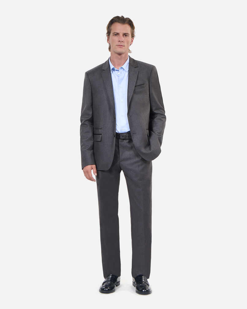 The Kooples HERREN LIGHT GREY MEL/WHITE graue anzugjacke aus flanell