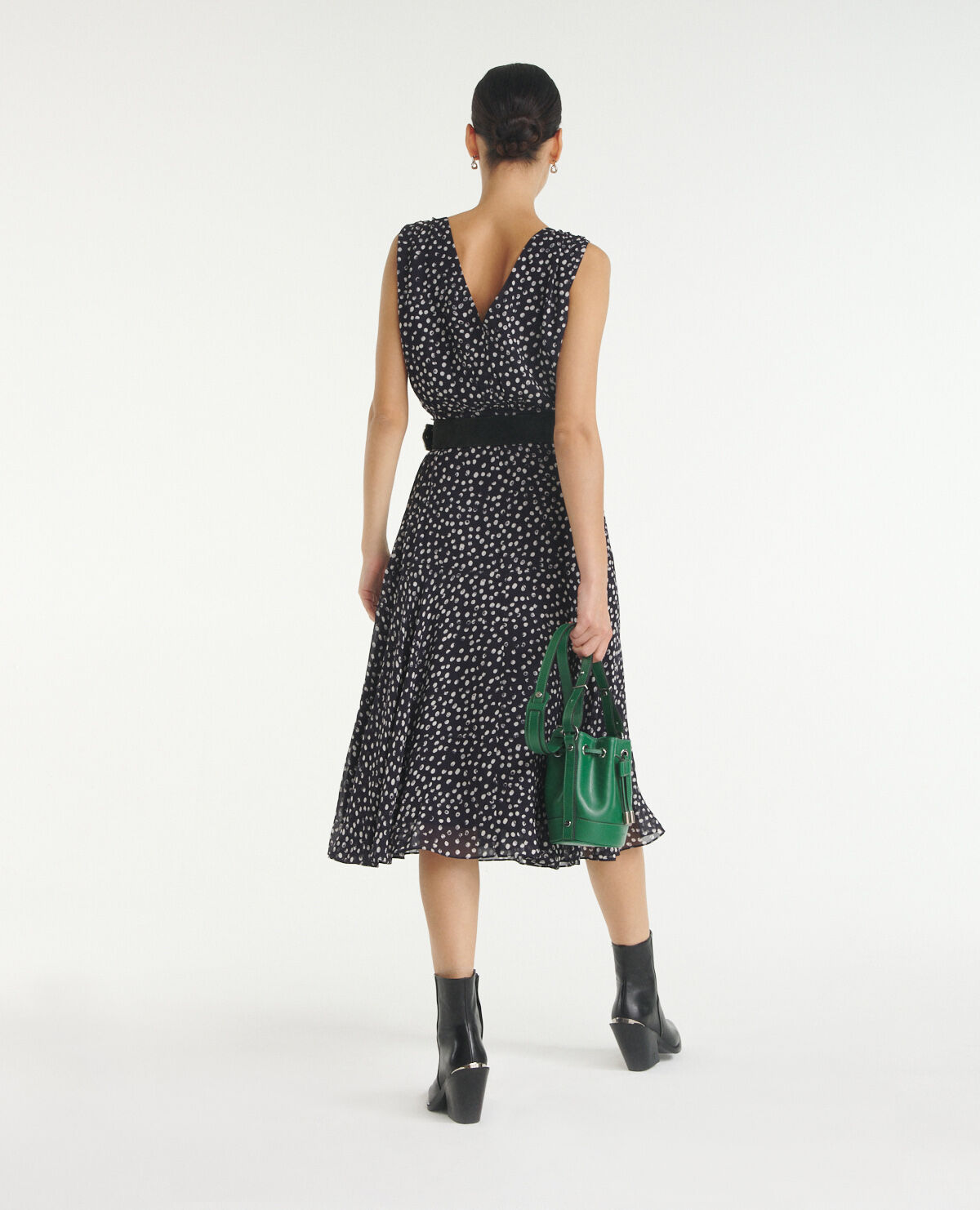 Robe bleu marine a pois on sale