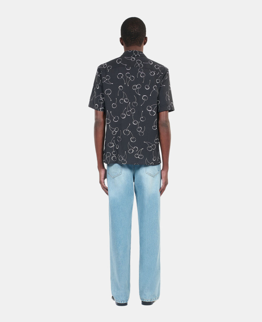 The Kooples HOMME BLACK chemise manches courtes avec imprim&eacute; cerise