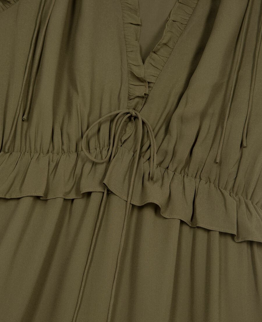 The Kooples F KAKI short dress with khaki ruffles