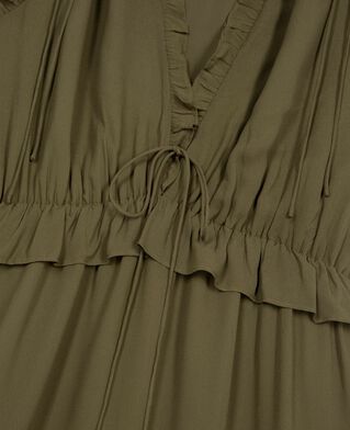 The Kooples F KAKI short dress with khaki ruffles