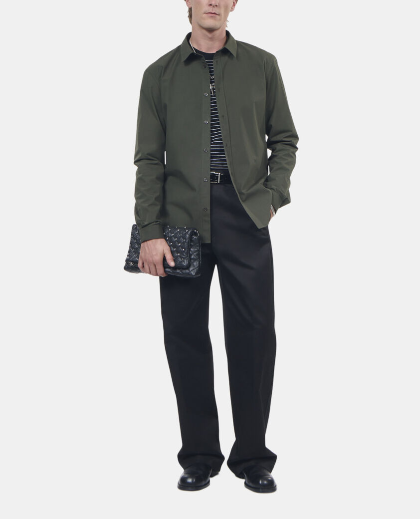 The Kooples HOMME DARK GREEN chemise en popeline kaki