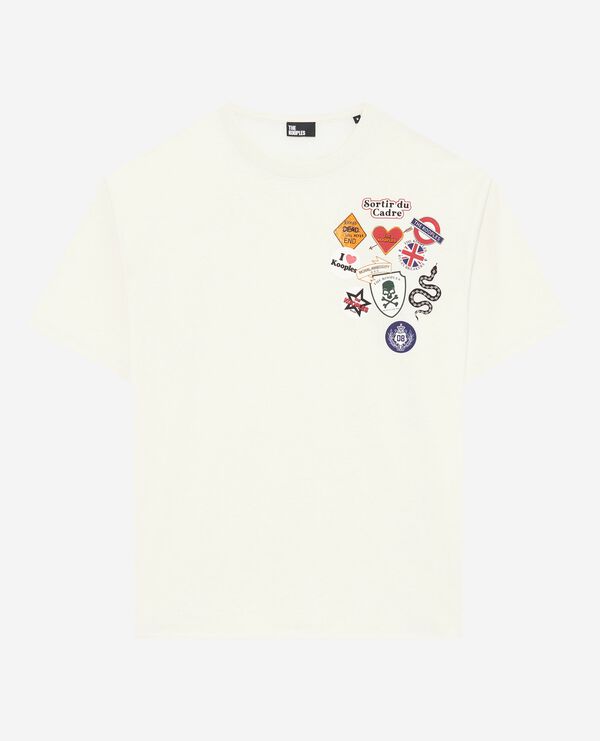 The Kooples HOMME ECRU t-shirt imprimé effet pins écru