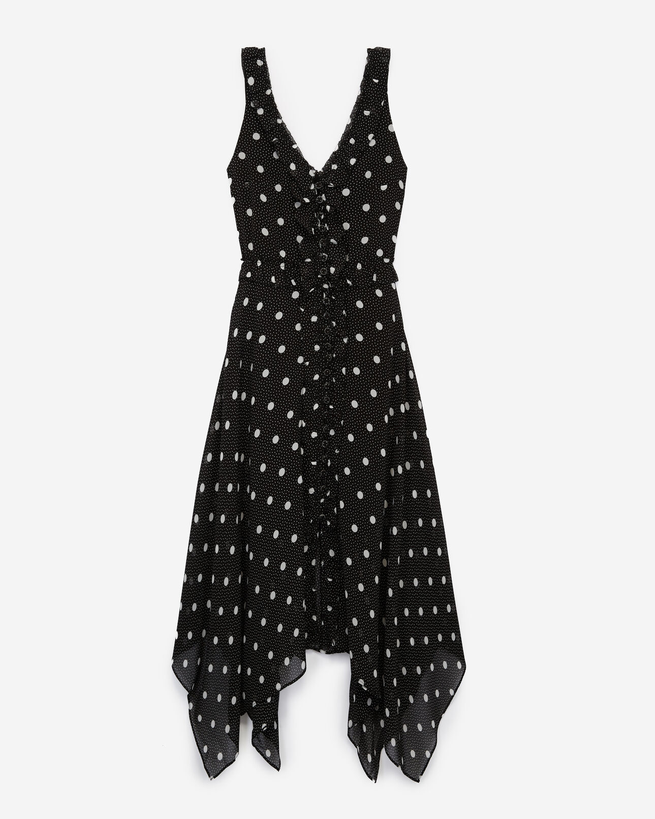The Kooples FEMME BLACK-ECRU robe longue noire imprimée nœud